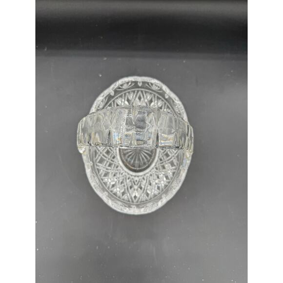 Vintage Lead Crystal Glass Basket w/ Scalloped Edge and Wide Handle-7” - Picture 6 of 9